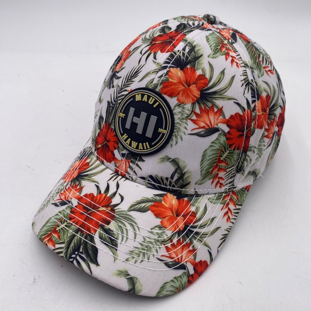 MAUI MPL Hawaii 1959 Trucker Hat Cap Unisex OSFM White Floral Hibiscus Tropical